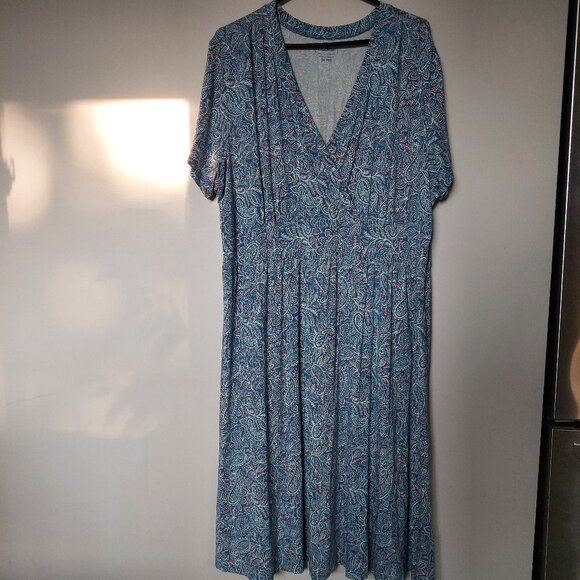 L.L.Bean Summer Knit Dress, Short-Sleeve Print, Size 3x - Picture 1 of 6